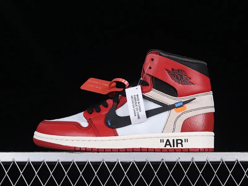All categories Air Jordan Jordan series basketball shoes Air Jordan 1 High L version Off White x Air Jordan OW AJ1 Joe 1 joint white and red high-top basketball shoes AA3834-101